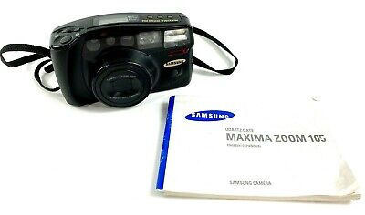 Cámara fotográfica Samsung Maxima Zoom 105 fecha de cuarzo 35 mm con manual vintage