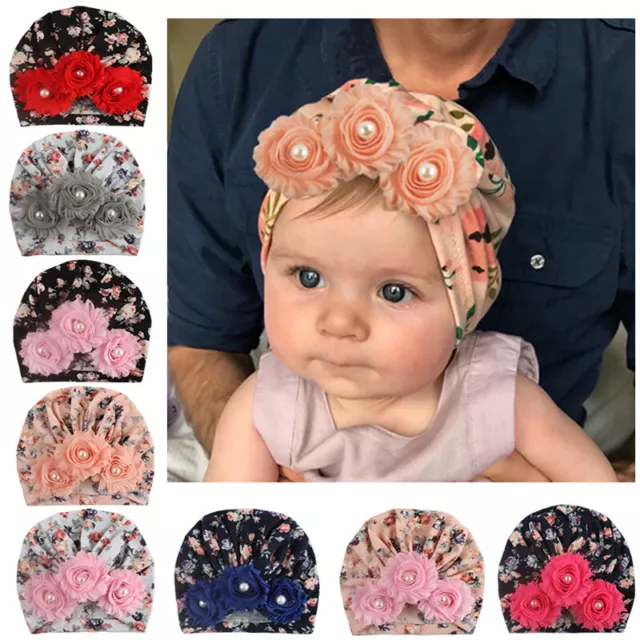 Baby Infant Beanie Turban Hat Girls Flowers Cap Newborn Head Wrap Kids Headband
