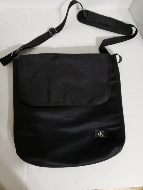 Calvin Klein Crossbody Bag Black Flap Messenger  Adjustable Nylon Unisex