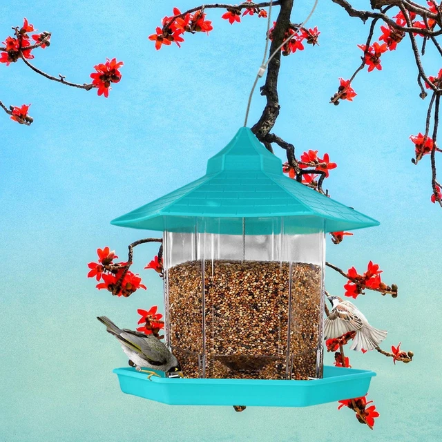 Navaris Angeoire Oiseaux Exterieur - Aison Oiseau En Bois De Pin Avec Distributeur Graines De