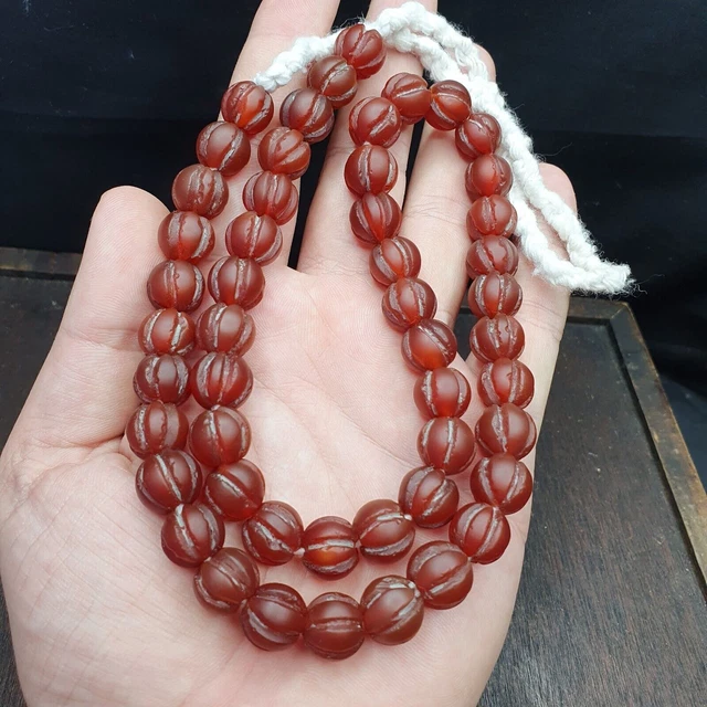 Vintage old beads antique Indo Tibetan Himalayan Tibetan carnelian necklace 12mm
