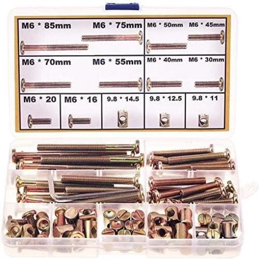 Crib Screws and Bolts Replacement-M6 Bolts Nuts Hardware Kit for Baby Crib Bed