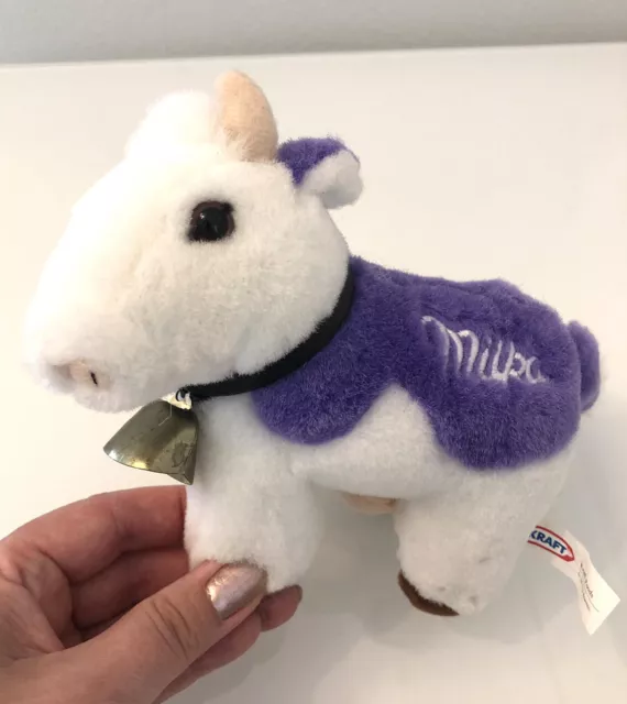 MILKA lila KUH Plüschtier 20cm Kuscheltier Lila Weiß Stofftier Stehend Glocke