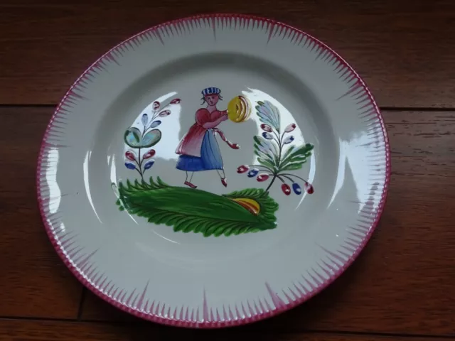 Les Islettes Assiette 19 Eme Faience  Decor La Boulangere A La Miche De Pain