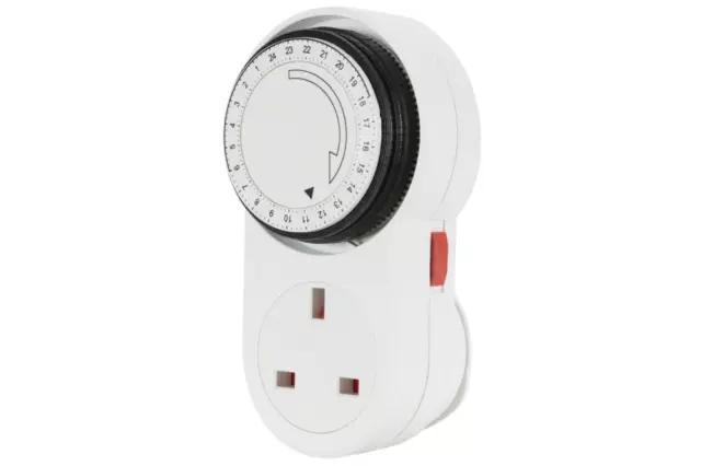 Mercury 350.104 24 Hour Mechanical Timer Socket w/ Automatic Time Control