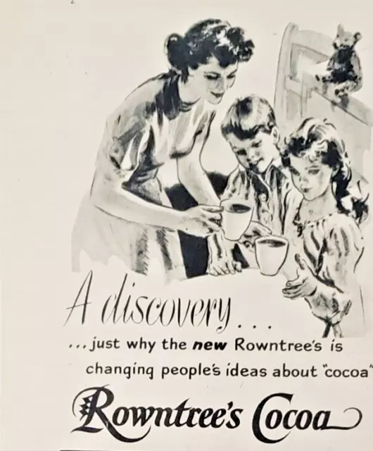 1951 Rowntree's Cocoa Mother Made Hot Chocolate For Children Print Ad