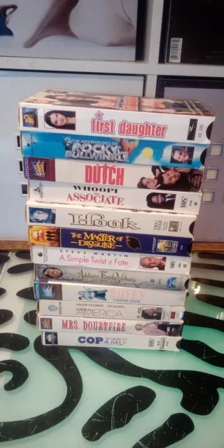 Comedy VHS Lot of 12 Bullwinkle Hook Buffy Whoopi Adams Family Doubtfire
