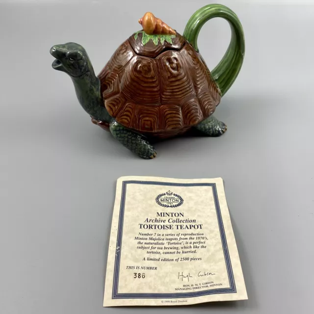 Minton Archive Collection Majolica Tortoise Teapot Limited Edition 386/2500 1999