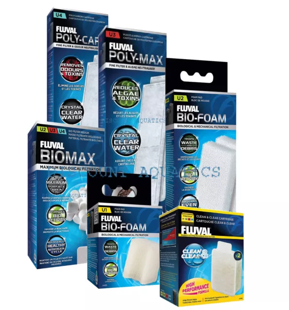 Fluval Filter Media U1 U2 U3 U4 Foam Pads Carbon Biomax Clearmax Clean and Clear