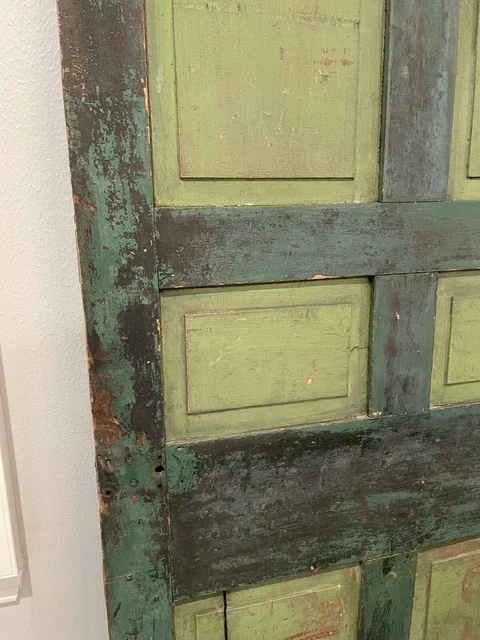 Antique Chippy Paint Door, Green/blue One Side, Green/mustard Other Side 2