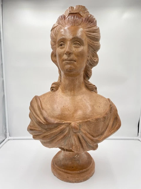 Statue en terre cuite signée Pajou - Buste de Marie Antoinette