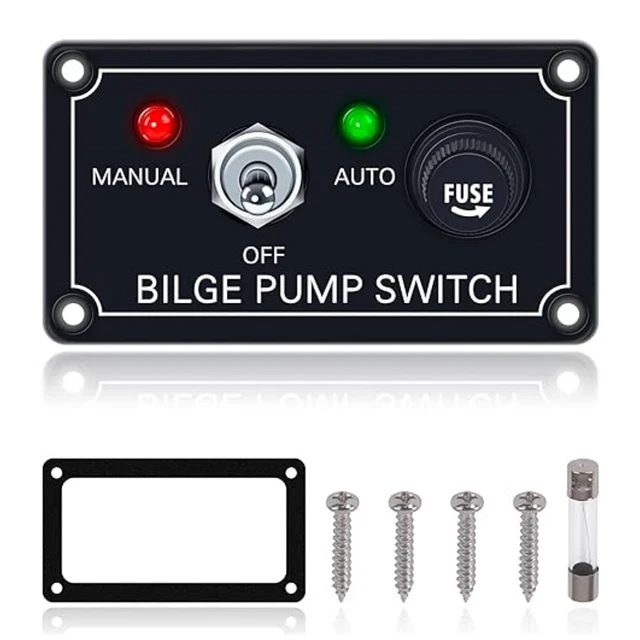 12V DC ON-OFF-ON Bilge Pump Switch Panel Rocker Toggle Switch Pane W ...