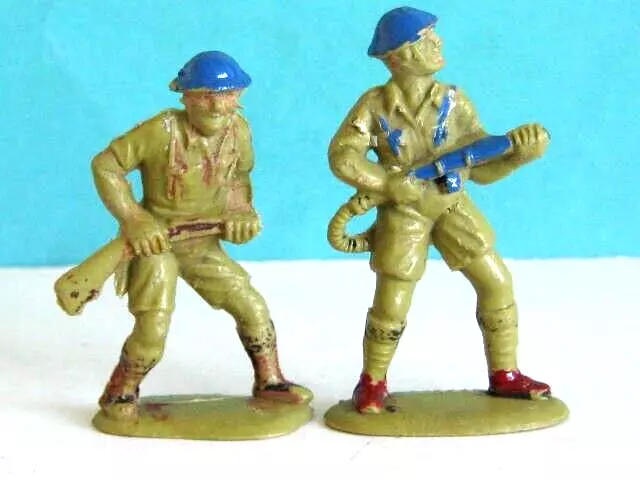 2 x CHARBENS TOYS 1960's. WWII BRITISH 8th ARMY INFANTRY 54mm PLASTIC SOLDIERS..