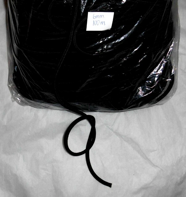 100 plus yards (100meters) 6mm BLACK elastic BUNGEE cord lot
