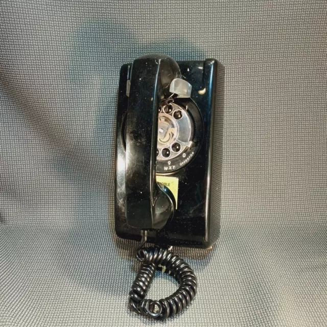Vintage ITT  Black 5154 00 Wall Mount Rotary Dial Phone