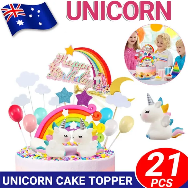Unicorn Cake Topper Kit Birthday Banner Cloud Party Decoration Cake Wrappers Kit