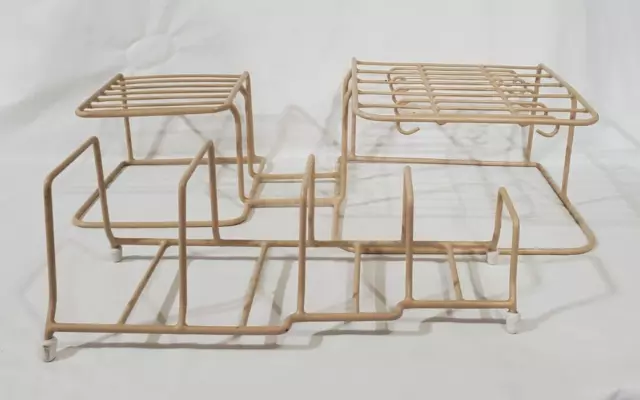 Vintage Beige/ Almond Rubbermaid Plastic Coated Wire Dish Drying Rack  DISCOLORED