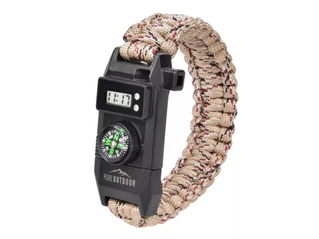 2 Pack Survival Paracord Bracelet Survival Kit Firestarter Compass Whistle