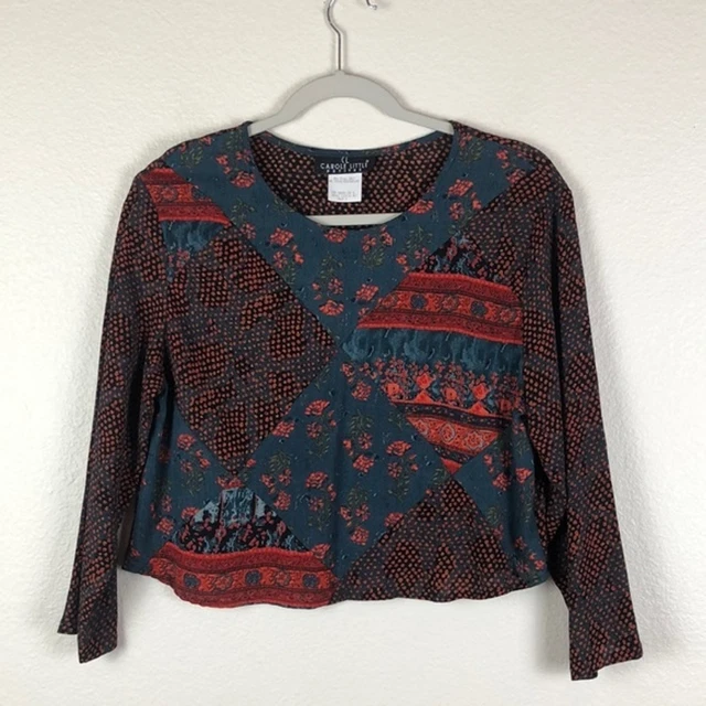 Carole Little Patchwork Floral Crop Top Sz 2