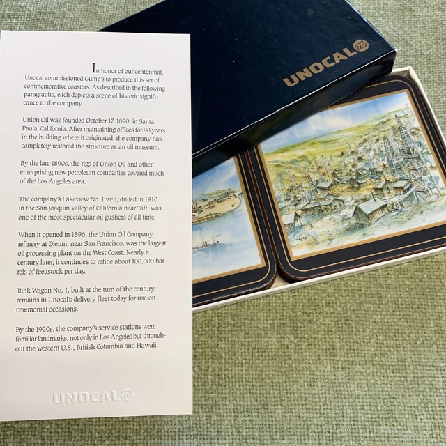 Vintage Unocal 76 Centennial Commemorative Coasters Original Box with Literature