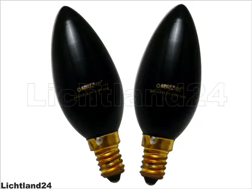 2er-Pack E14 UV Kerzenlampe - Kerze - Glühlampe - 40W Deko Schwarzlichteffekt