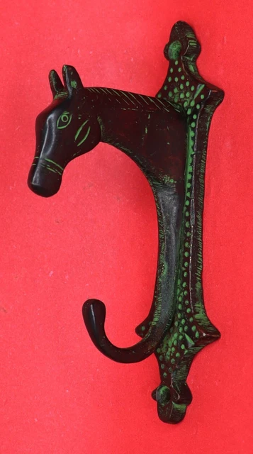Green Horse Antique Style Handmade Brass Cup Key Cloth Hanger Wall Mounted Hook 7