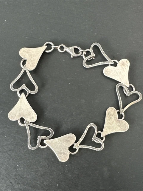 Bracelet Gourmette Ancien Argent Massif 925 - Maille Simple Art Nouveau