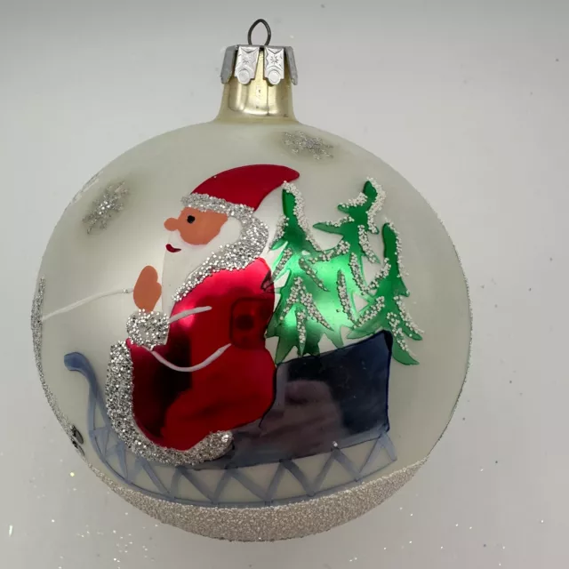 1986 Christopher Radko Siberian Sleigh Ride 4" Ball Ornament 86-110-1 White Blue