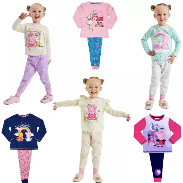 Girls Peppa Pig Pyjamas Unicorn Rainbow Queen Pyjamas 12 Months - 6 Years