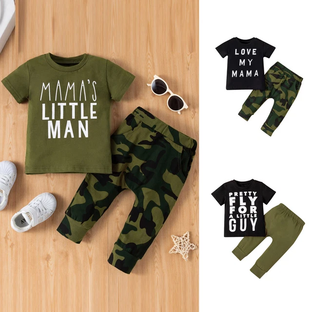 Newborn Baby Kids Boys Summer Clothes T-shirt Tops Camouflage Pants Outfits Set