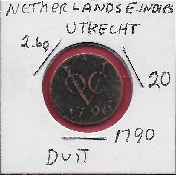 Netherlands East Indies,Utrecht 1 Duit 1790 Crowned Arms With Lion Supporters,Vo