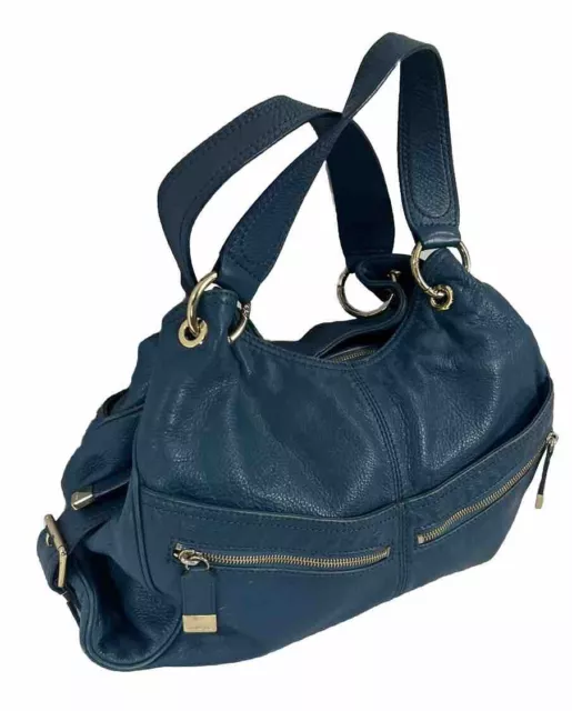 👜 Michael Kors Blue Pebbled Soft Leather Shoulder Handbag Hobo Purse 👜