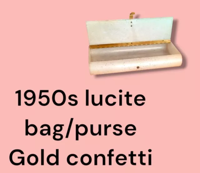 Vintage Lucite Bag Purse Gold confetti design