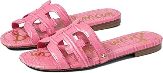 Sam Edelman Bay Cali Rose Slip On Rounded Open Toe Leather Strap Sandal
