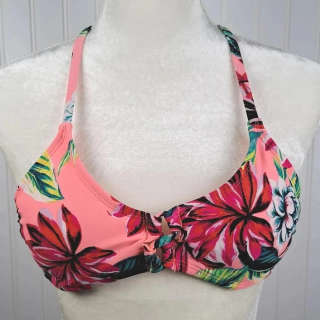 Xhilaration Floral Bikini Top Womens Juniors S Orange Coral Removable Pads Beach
