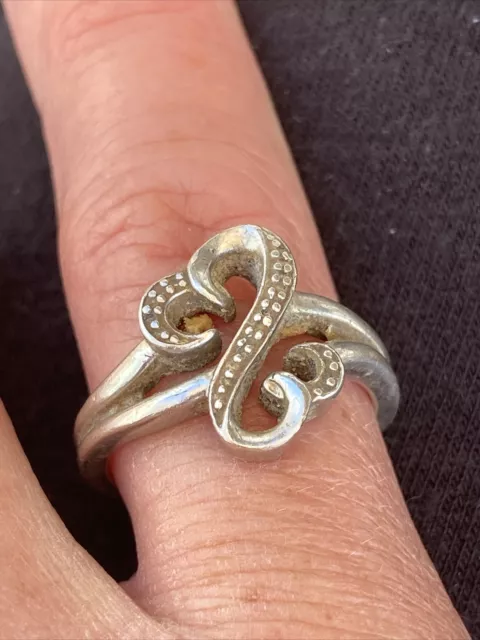 Jane Seymour Open Heart Sterling Silver Ring Size 7 #173