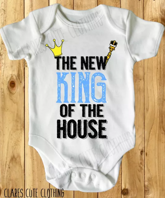 The New King Of The House Baby Vest/ Grow White Available In Most Size