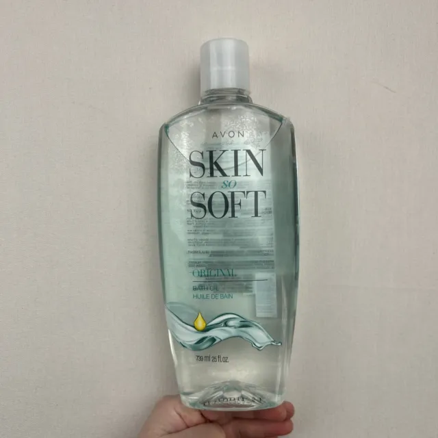 Aceite de baño original Avon Skin So Soft 25 Fl. OZ 739 ML botella transparente nueva sellada