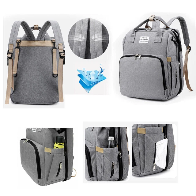 Multi-Function Baby Diaper Backpack Folding Bed Nappy Mummy Changing Bag UK