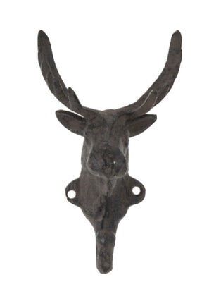 Deer Buck Elk Antlers Wall Coat Towel Hook Rack Cabin 6.5” Rustic Cast Iron