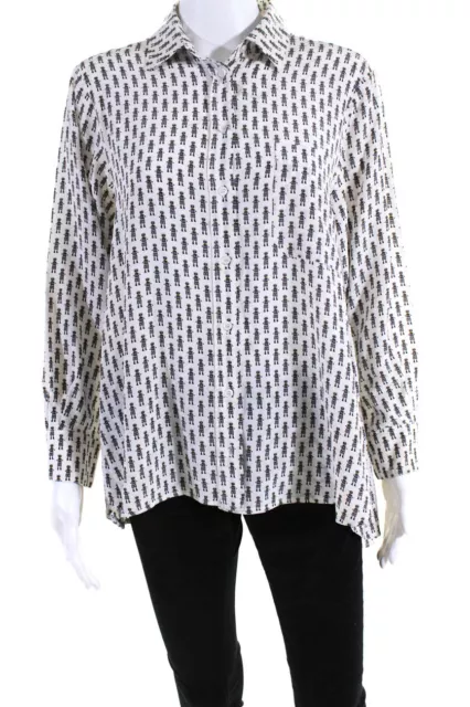 Weekend Max Mara Womens Silk Long Sleeve Collared Button Up Blouse White Size 4