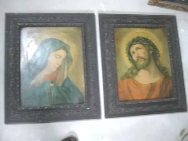 Oleografia antica capoletto bellissima cornice quadro Madonna Gesu Cristo 1800