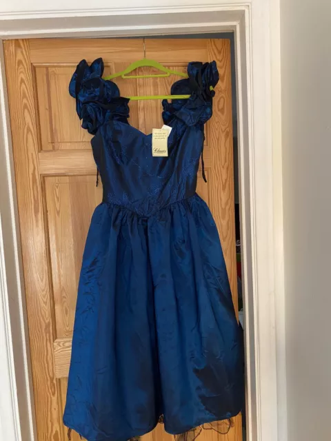 NAVY BLUE EVENING Dress Size 14 Satin NWT Debenhams Classic