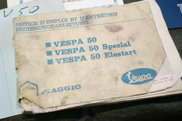 1x Manual de Instrucciones Libro a Bordo Vespa V50 Special Elestart Folleto