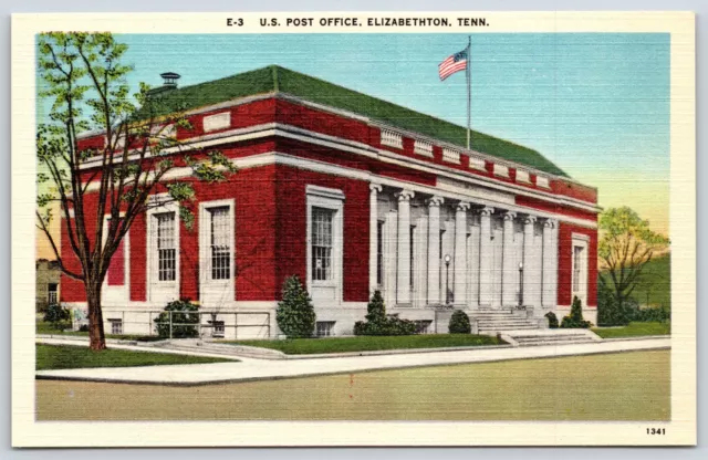 The U.S. Post Office Building in Elizabethton, Tennessee Linen Postcard Unused