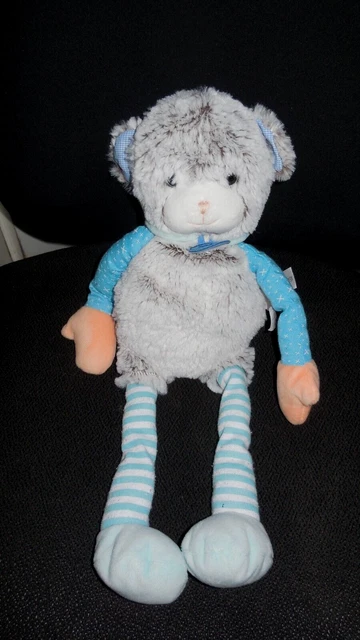DOUDOU ET COMPAGNIE peluche ours Les Choupidoux longues jambes marron bleu