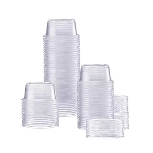 100 Sets 2 oz. Plastic Portion Cups with Lids for Jello Shots Condiments Sauces