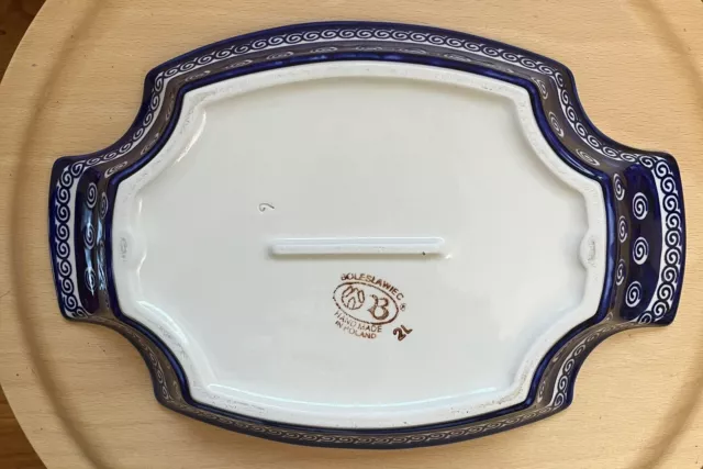 BOLESLAWIEC POLISH POTTERY Casserole Dish 2L Blue White Ceramic EUC $32 ...