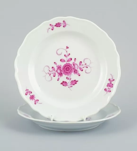 Meissen, Germany, Pink Indian, a set of two plates. Approx. 1900