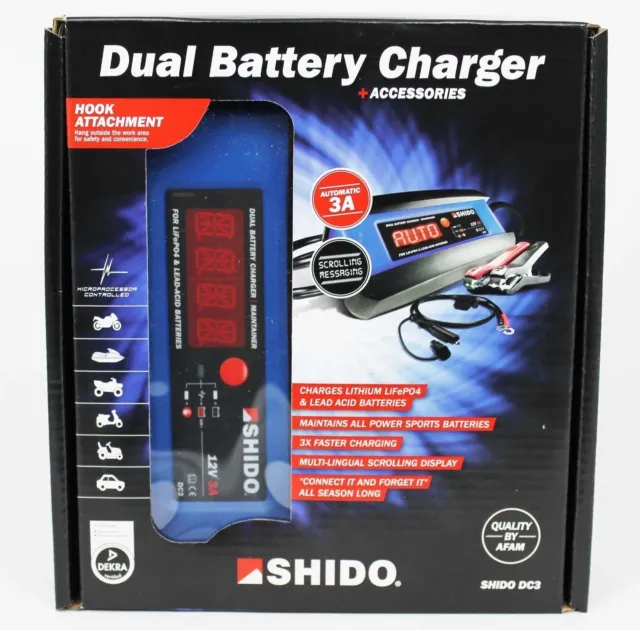 Shido Batterieladegerät DC3 für alle 12 V Battieren Lithium Gel AGM Säure 2